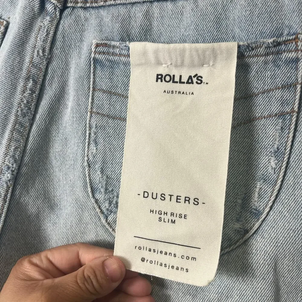 ROLLA'S Dusters High Rise Slim Shorts Layla‎ Bleach Blue Size 27 New